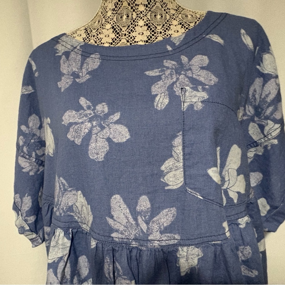 We The Free Blue Floral Tunic with White Print - Picture 11 of 14